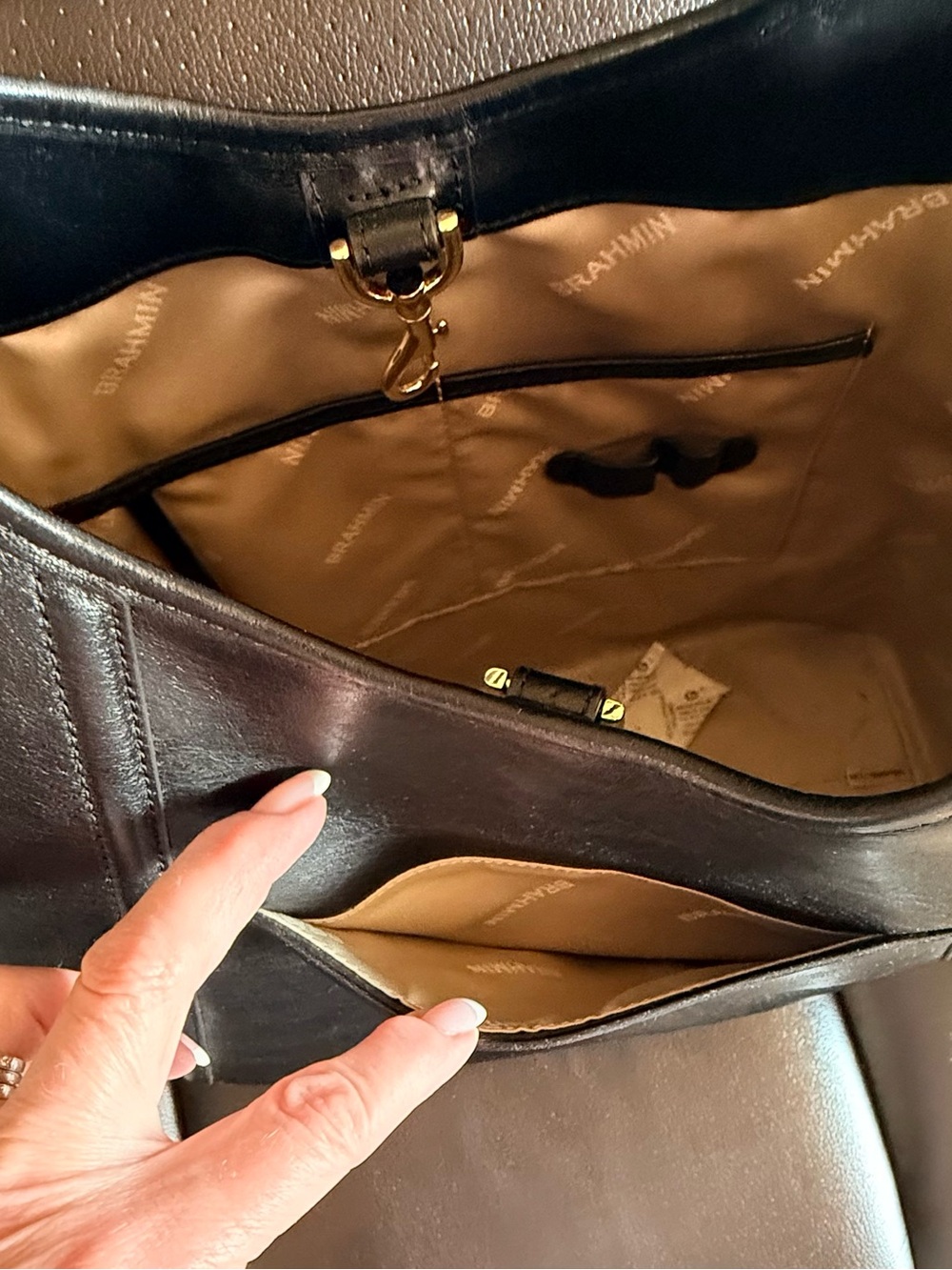 🔥Gorgeous‼️NWT - Authentic Brahmin Iona Black Leather Tote Bag✨✨✨ - Picture 15 of 16